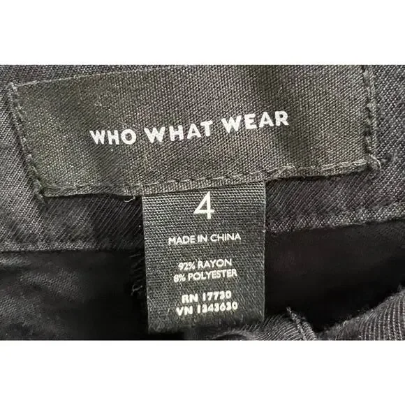 WWW Black High waisted button fly wide leg pants trousers pockets sz 4 - Picture 3 of 4